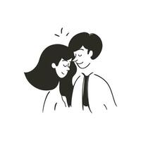 Vector happy couple hand drawn vector illustration in sketch doodle style