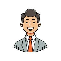 Portrait of a happy business man avatar in hand drawn doodle cartoon style vector illustration