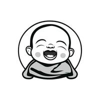 Vector portrait of a happy baby in hand drawn doodle style vector illustration