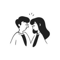 Vector happy couple hand drawn vector illustration in sketch doodle style