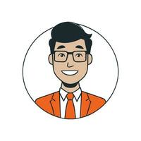 Portrait of a happy business man avatar in hand drawn doodle cartoon style vector illustration