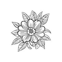 Vector beautiful hand drawn single black and white flower outline isolated on white background vector art