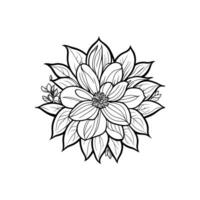 Vector beautiful hand drawn single black and white flower outline isolated on white background vector art