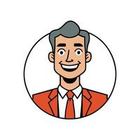 retrato de un contento negocio hombre avatar en mano dibujado garabatear dibujos animados estilo vector ilustración