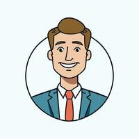 Portrait of a happy business man avatar in hand drawn doodle cartoon style vector illustration