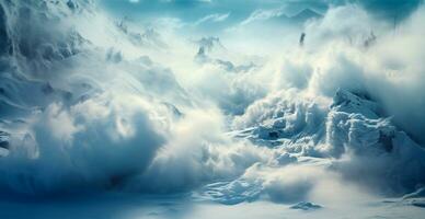 AI generated Blizzard in the mountains, strong hurricane wind - AI generated image photo