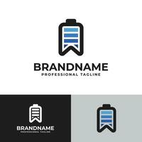 Bookmark Battery Logo, suitable for business related to Bookmark and Battery vector