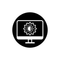 Digital technology gear computer icon concept. circuit board icon vector graphic illustration.