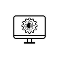 Digital technology gear computer icon concept. circuit board icon vector graphic illustration.