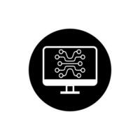 Digital technology gear computer icon concept. circuit board icon vector graphic illustration.