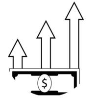 Profit growth up. Increase salary line icon. Vector illustration