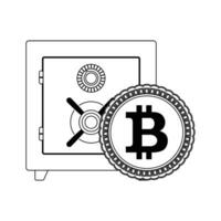 depositar caja seguro para almacenamiento bitcoin btc virtual billetera. vector ilustración