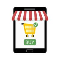 Shop on tablet. Vector store marketing, sale e-commerce illustration