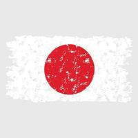 Japanese texture flag. Japan scratched, japanese brush watercolor banner, vector illustration