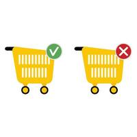 Add or cancel purchase. Web icons for store. Vector basket shop, ecommerce cart for purchase illustration