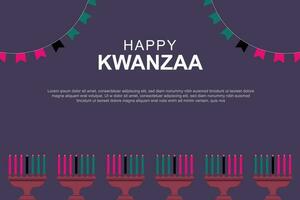 Happy Kwanzaa background. Design with candle and fruits. vector