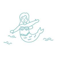 Mermaid Isolated Coloring Page for Kids vector