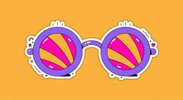 Groovy retro hippie psychedelic eyeglasses. vector