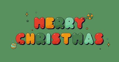 Groovy Merry Christmas halftone Story. Green background with color noel phrase sticker. vector