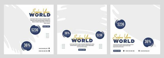 Travel holiday vacation social media post web banner vector