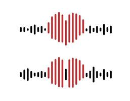 sonido ola de amor o sonido mensaje. conjunto de música, podcast, radio formas igualada en el forma de un corazón. vector ilustración.