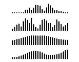 Sound wave or sound message. Set of music, podcast, radio shapes. Equalize graphics. Vector illustration.