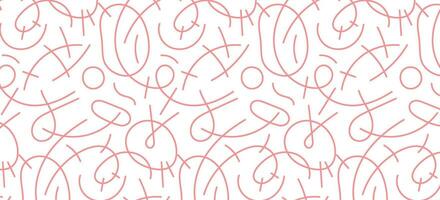 Pink lines pattern, doodle abstract pattern. Vector graphics. Seamless pattern