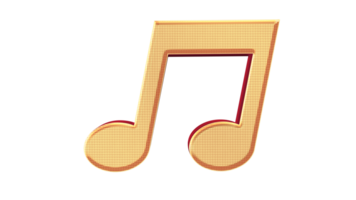 3d render golden music note png