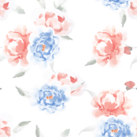 Blue and Orange Rose Watercolor Seamless Pattern png
