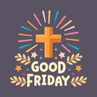 Good Friday Designs Religious, Christian Faith Banner for Church Events  Festive Celebrations Editable, Curved Cursive Art vector