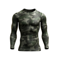 ai generado oscuro verde Ejército camuflaje camiseta acortar Arte png