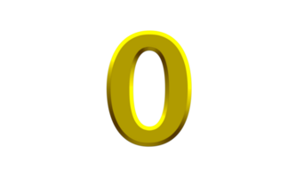 Gold number 0 on a transparent background. png