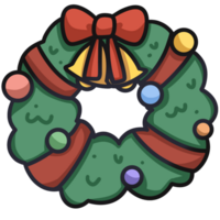 Cute Christmas Wreath With Red Ribbon png