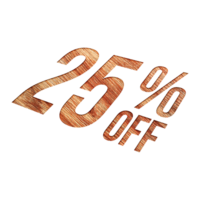 25 Percent Discount Offers Tag with Wooden Engrave Style Design png