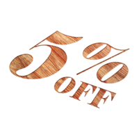 5 Percent Discount Offers Tag with Wooden Engrave Style Design png