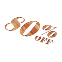 80 Percent Discount Offers Tag with Wooden Engrave Style Design png