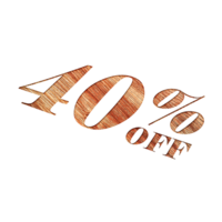 40 Percent Discount Offers Tag with Wooden Engrave Style Design png
