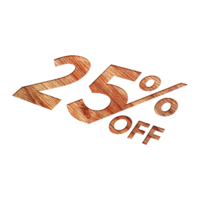 25 Percent Discount Offers Tag with Wooden Engrave Style Design png