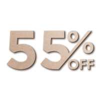 55 Percent Discount Offers Tag with Card Board Style Design png