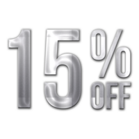 15 Percent Discount Offers Tag with Steel Style Design png