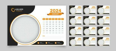 minimalista 12 paginas escritorio calendario calendario modelo para 2024 con imagen marcador de posición y preciso fecha formato vector