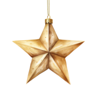 AI generated Golden Star Decoratios For Christmas Event. Watercolor Style. AI Generated png