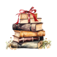 ai gegenereerd stapel van boeken voor Kerstmis evenement. waterverf stijl. ai gegenereerd png