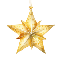 ai gegenereerd gouden ster decoraties voor Kerstmis evenement. waterverf stijl. ai gegenereerd png