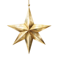 AI generated Golden Star Decoratios For Christmas Event. Watercolor Style. AI Generated png