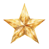 AI generated Golden Star Decoratios For Christmas Event. Watercolor Style. AI Generated png