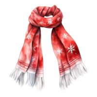 ai genererad röd scarf för jul händelse. vattenfärg stil. ai genererad png