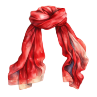 ai genererad röd scarf för jul händelse. vattenfärg stil. ai genererad png