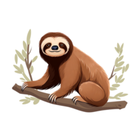 AI generated Adorable Sloth Hanging in Tropical Rainforest Wildlife Portrait of a Cute Isolated Furry Mammal in Nature's Greenery, Generative Ai png