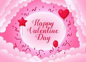 Happy valentines day concept greeting card in flat style vector